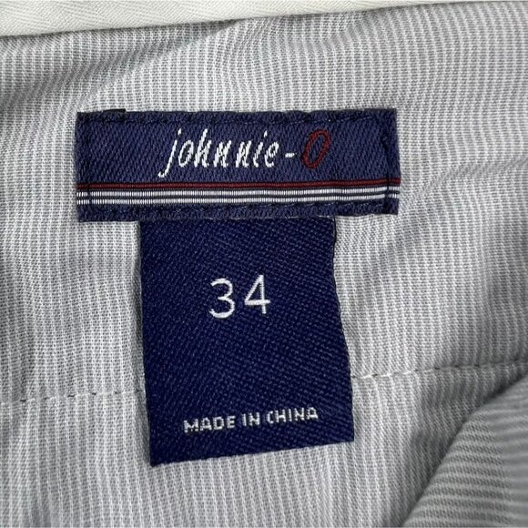 Johnnie-O‎ Val 8" Chambray Shorts Mens Size 34 Blue Palm Tree Print 100% Cotton - Picture 8 of 10